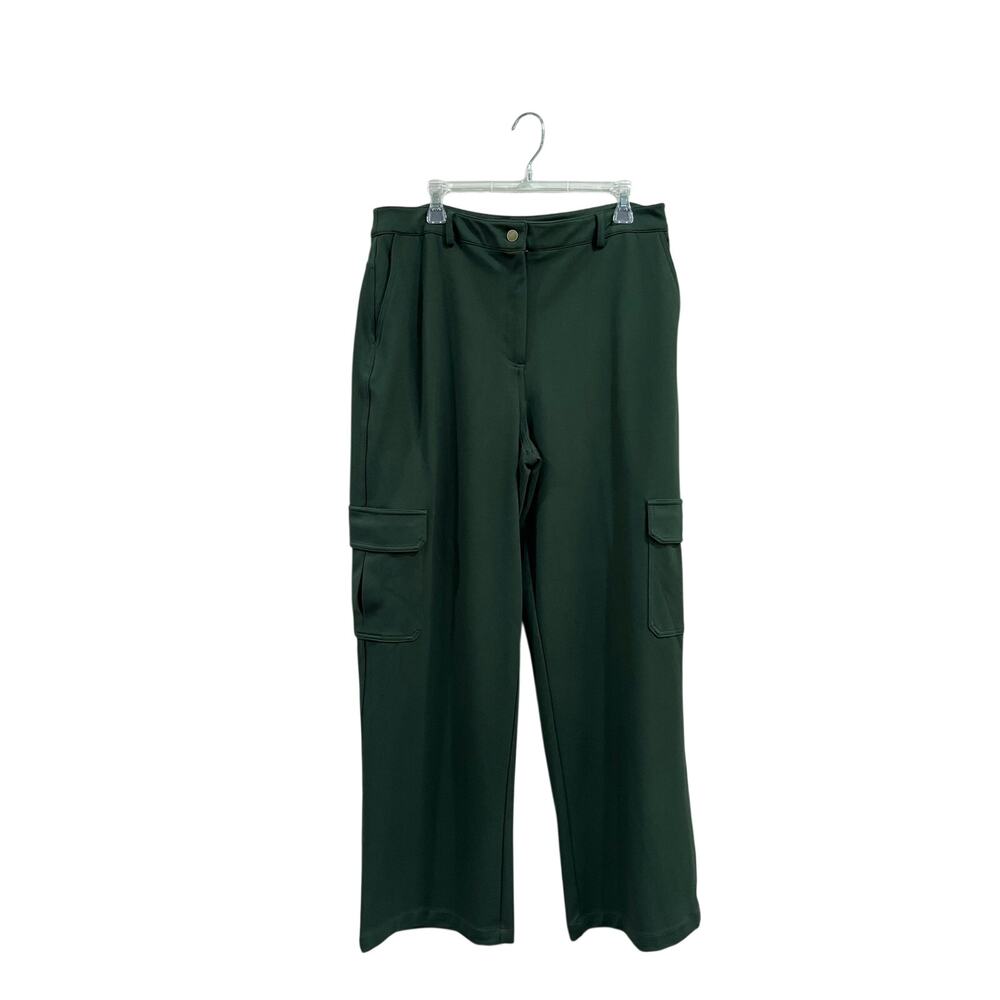 NWT Rachel Zoe Green Wide Leg Cargo Pants Stretch Comfort Size 14